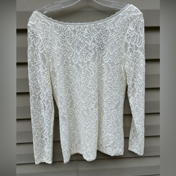 White House Black Market size M ivory floral lace stretch cottagecore fairy Y2K - Picture 2 of 8